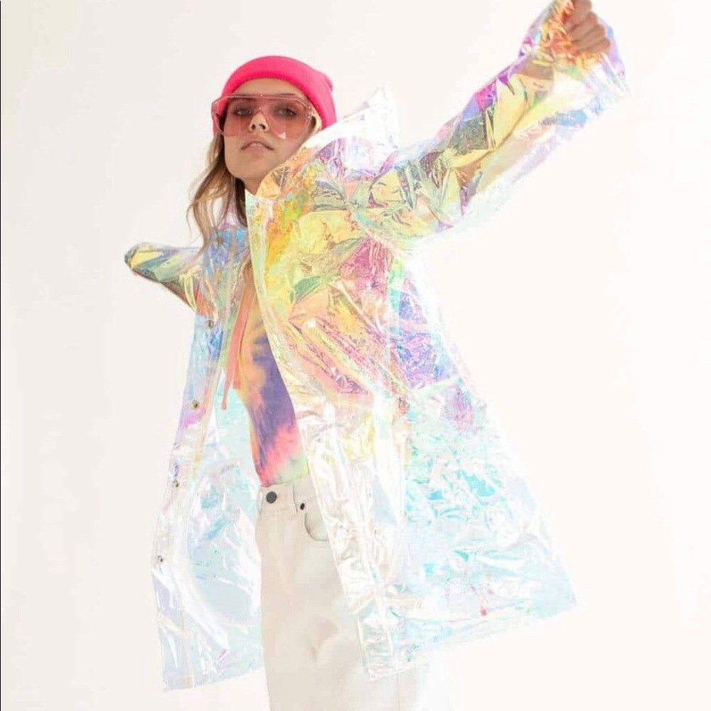 Top shop holographic rain coat